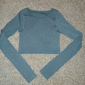 lululemon athletica Smoky Spruce Long Sleeve Crop Top